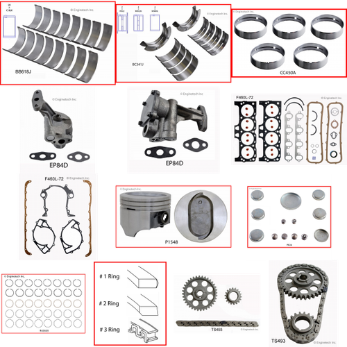 Enginetech RCF460D Engine Rebuild Kit for 1985-1986 Ford 460 7.5L V8 .030" Over Bore (4.390")