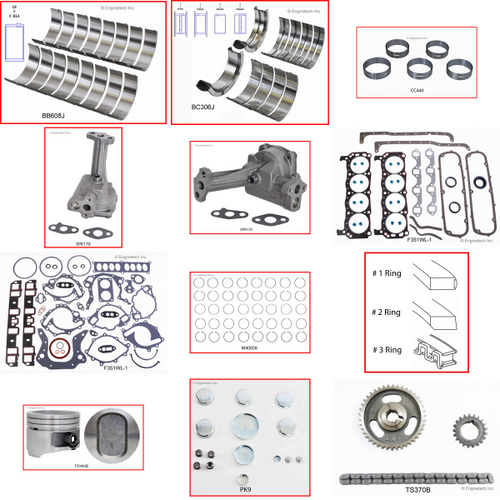 Enginetech RCF351WMP Engine Rebuild Kit for 1994-1997 Ford 351 5.8L V8 .040" Over Bore (4.040")