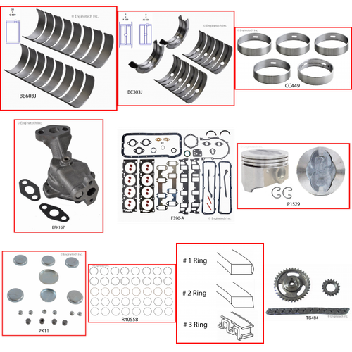 Enginetech RCF390 Engine Rebuild Kit for 1968-1973 Ford 390 6.4L V8 .040" Over Bore (4.090")