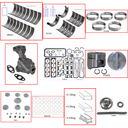 Enginetech RCF360 Engine Rebuild Kit for 1968-1973 Ford 360 5.9L V8 .030" Over Bore (4.080")