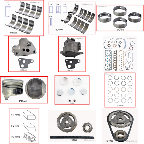 Enginetech RCJ150B Engine Rebuild Kit for 1991-1993 Jeep 150 2.5L 4-Cyl .060" Over Bore (3.935")