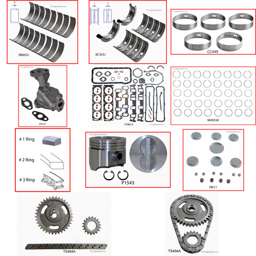Enginetech RCF360AP Engine Rebuild Kit for 1974-1976 Ford 360 5.9L V8 .040" Over Bore (4.090")