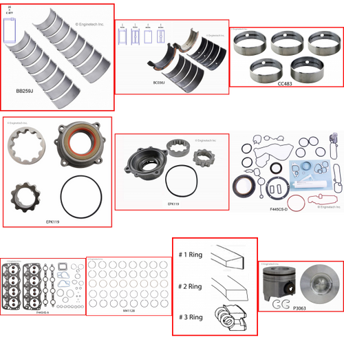 Enginetech RCF445DP Engine Rebuild Kit for 1994-2003 Ford 445 7.3L V8 .030" Over Bore (4.140")