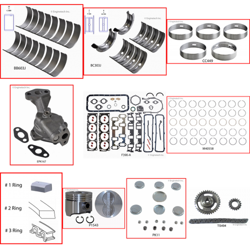 Enginetech RCF360P Engine Rebuild Kit for 1968-1973 Ford 360 5.9L V8 .030" Over Bore (4.080")