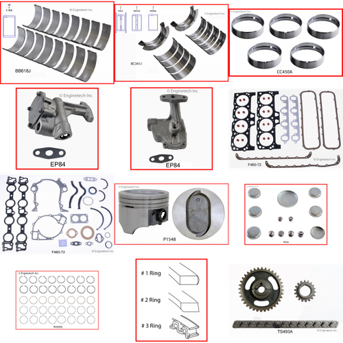 Enginetech RCF460H Engine Rebuild Kit for 1968-1971 Lincoln 460 7.5L V8 .030" Over Bore (4.390")