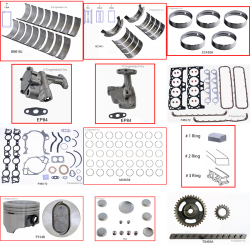 Enginetech RCF460HP Engine Rebuild Kit for 1968-1971 Lincoln 460 7.5L V8 .040" Over Bore (4.400")