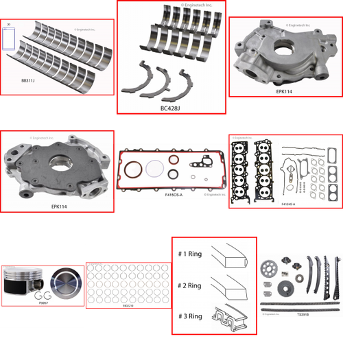 Enginetech RCF415DP Engine Rebuild Kit for 2002-2003 Ford 415 6.8L V10 .040" Over Bore (3.590")