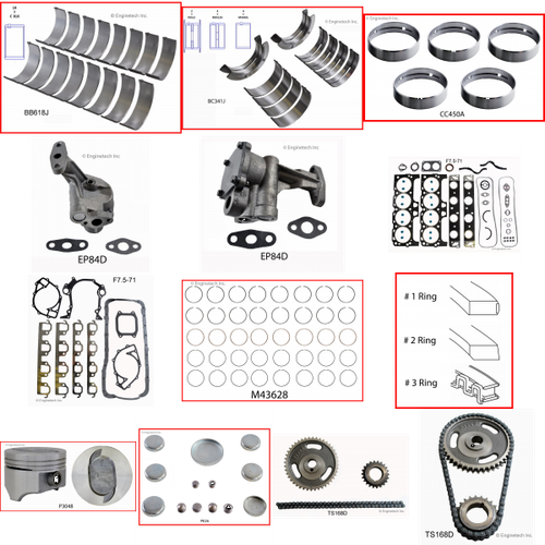 Enginetech RCF460FP Engine Rebuild Kit for 1992-1994 Ford 460 7.5L V8 .020" Over Bore (4.380")