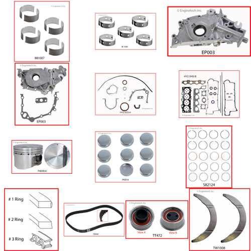 Enginetech RCHY2.0CP Engine Rebuild Kit for 2003-2006 Hyundai 2.0L 4-Cyl Standard Bore (3.230")