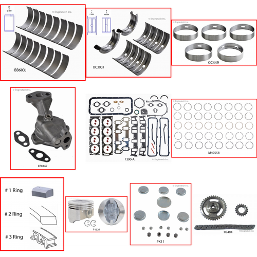 Enginetech RCF390P Engine Rebuild Kit for 1968-1973 Ford 390 6.4L V8 .040" Over Bore (4.090")