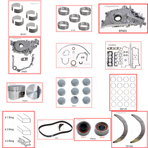 Enginetech RCHY2.0AP Engine Rebuild Kit for 2004-2007 Kia 2.0L 4-Cyl .020" Over Bore (3.250")