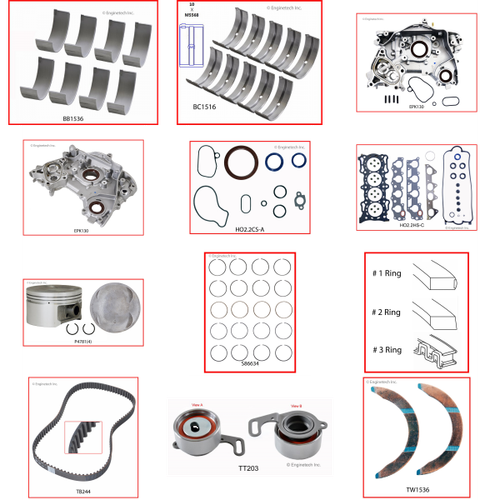 Enginetech RCHO2.3P Engine Rebuild Kit for 1998-2002 Honda 2.3L 4-Cyl .020" Over Bore (3.405")