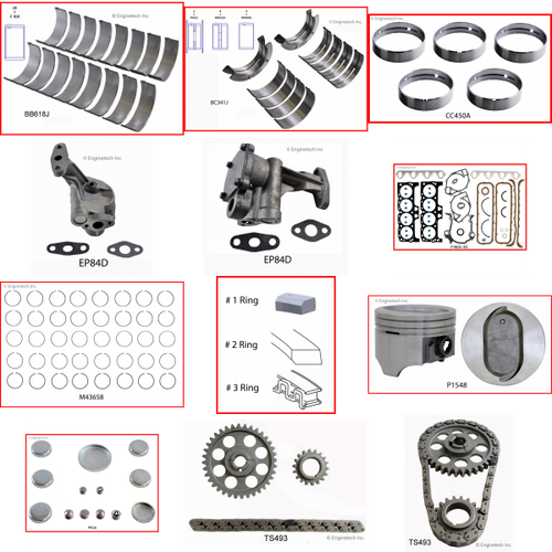 Enginetech RCF460EP Engine Rebuild Kit for 1986-1987 Ford 460 7.5L V8 .040" Over Bore (4.400")