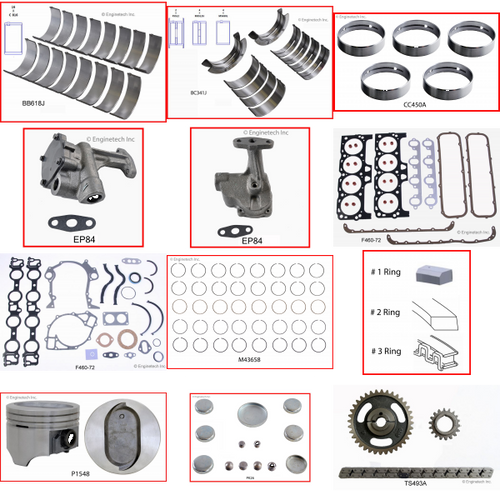 Enginetech RCF460HP Engine Rebuild Kit for 1968-1971 Lincoln 460 7.5L V8 Standard Bore (4.360")