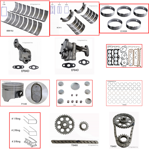Enginetech RCF460E Engine Rebuild Kit for 1986-1987 Ford 460 7.5L V8 .060" Over Bore (4.420")