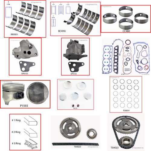 Enginetech RCJ150C Engine Rebuild Kit for 1994-1995 Jeep 150 2.5L 4-Cyl Standard Bore (3.875")