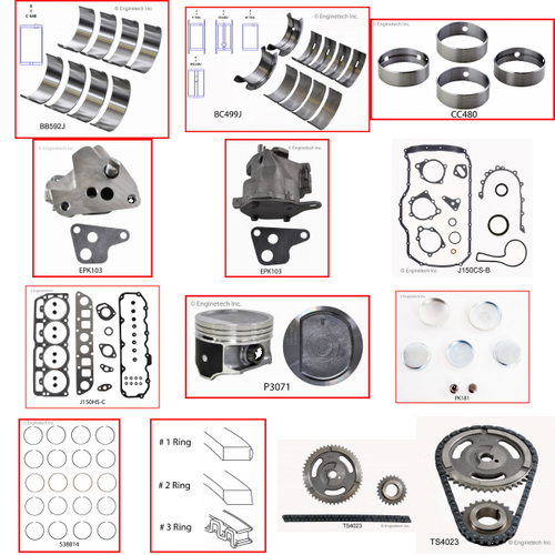 Enginetech RCJ150EP Engine Rebuild Kit for 1997-2002 Jeep 150 2.5L 4-Cyl .040" Over Bore (3.915")