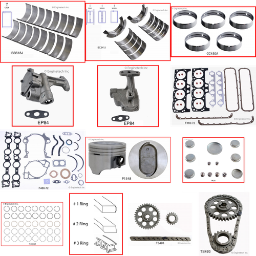 Enginetech RCF460 Engine Rebuild Kit for 1972-1978 Ford 460 7.5L V8 .040" Over Bore (4.400")