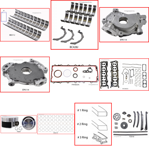 Enginetech RCF415DP Engine Rebuild Kit for 2002-2003 Ford 415 6.8L V10 Standard Bore (3.550")