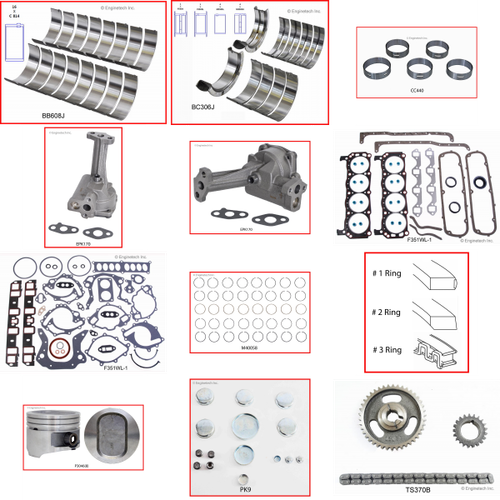 Enginetech RCF351WMP Engine Rebuild Kit for 1994-1997 Ford 351 5.8L V8 Standard Bore (4.000")