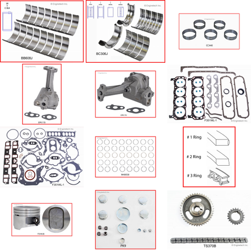 Enginetech RCF351WMP Engine Rebuild Kit for 1994-1997 Ford 351 5.8L V8 .030" Over Bore (4.030")