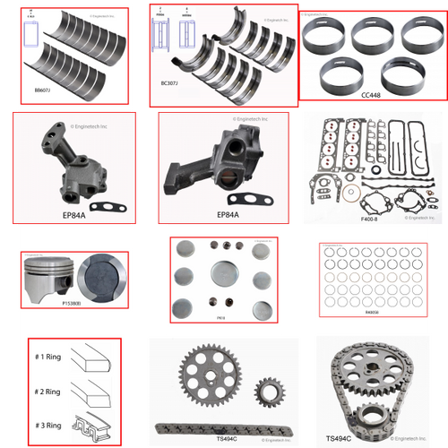 Enginetech RCF400A Engine Rebuild Kit for 1971-1972 Ford 400 6.6L V8 .040" Over Bore (4.040")