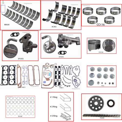 Enginetech RCP400 Engine Rebuild Kit for 1972-1978 Pontiac 400 6.6L V8 .040" Over Bore (4.160")