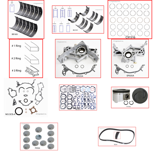 Enginetech RCNI3.3AP Engine Rebuild Kit for 1999-2002 Mercury 3.3L V6 .040" Over Bore (3.640")