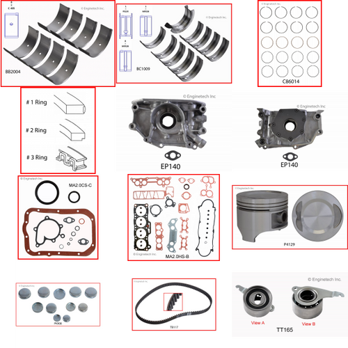 Enginetech RCMA2.0P Engine Rebuild Kit for 1986-1987 Mazda 2.0L 4-Cyl Standard Bore (3.385")