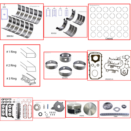 Enginetech RCJ232AP Engine Rebuild Kit for 2007-2010 Jeep 232 3.8L V6 Standard Bore (3.780")