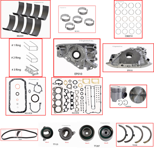 Enginetech RCKI2.0P Engine Rebuild Kit for 1995-2002 Kia 2.0L 4-Cyl .020" Over Bore (3.405")
