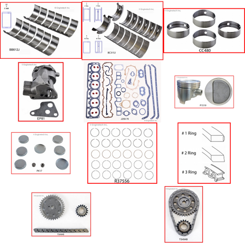 Enginetech RCJ258 Engine Rebuild Kit for 1971-1980 Jeep 258 4.2L V6 .040" Over Bore (3.790")