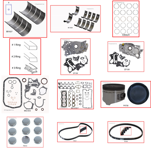 Enginetech RCMI2.0AP Engine Rebuild Kit for 1992-1992 Mitsubishi 2.0L 4-Cyl .040" Over Bore (3.385")