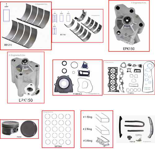 Enginetech RCMA2.3AP Engine Rebuild Kit for 2005-2005 Mazda 2.3L 4-Cyl .020" Over Bore (3.465")