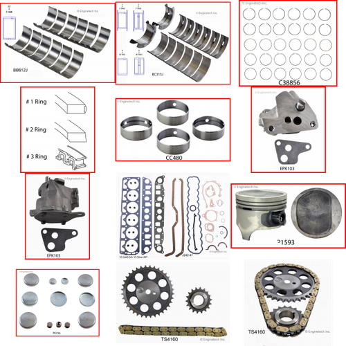 Enginetech RCJ242P Engine Rebuild Kit for 1987-1990 Jeep 242 4.0L V6 .060" Over Bore (3.935")
