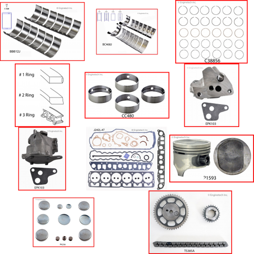 Enginetech RCJ242CP Engine Rebuild Kit for 1994-1995 Jeep 242 4.0L V6 .060" Over Bore (3.935")