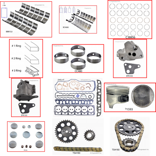 Enginetech RCJ242BP Engine Rebuild Kit for 1992-1993 Jeep 242 4.0L V6 .030" Over Bore (3.905")
