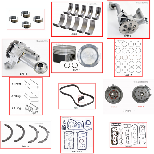 Enginetech RCVW2.0AP Engine Rebuild Kit for 1999-2000 Volkswagen 2.0L 4-Cyl Standard Bore (3.250")