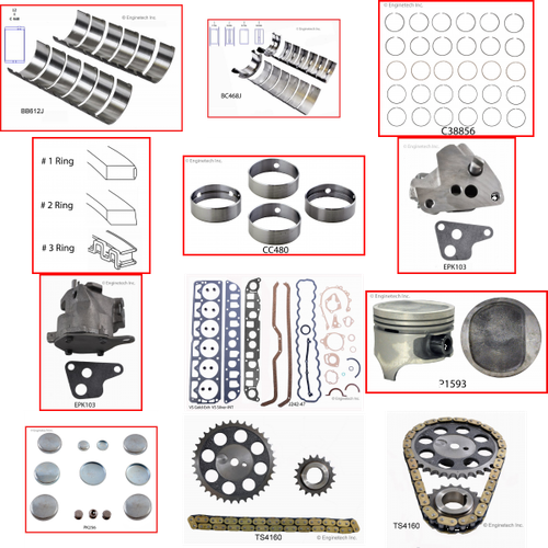 Enginetech RCJ242AP Engine Rebuild Kit for 1991-1991 Jeep 242 4.0L V6 .030" Over Bore (3.905")