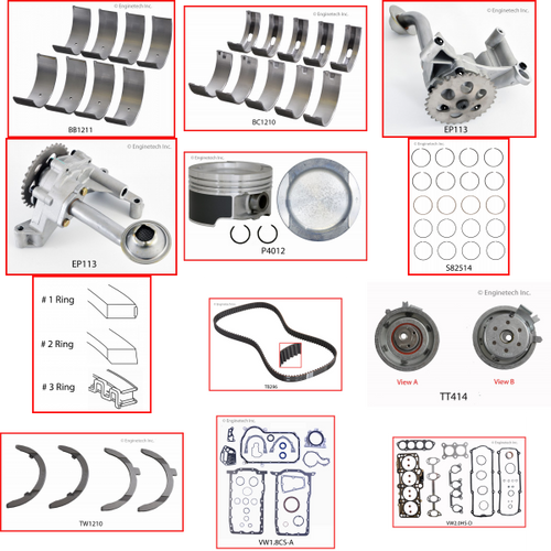 Enginetech RCVW2.0P Engine Rebuild Kit for 1999-2000 Volkswagen 2.0L 4-Cyl Standard Bore (3.250")