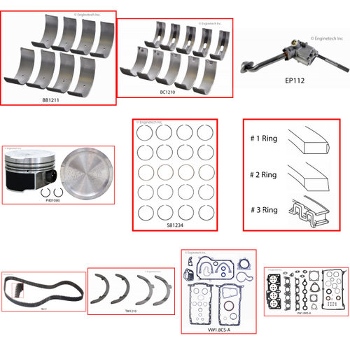 Enginetech RCVW1.8AP Engine Rebuild Kit for 1997-2006 Audi 1.8L 4-Cyl Standard Bore (3.190")