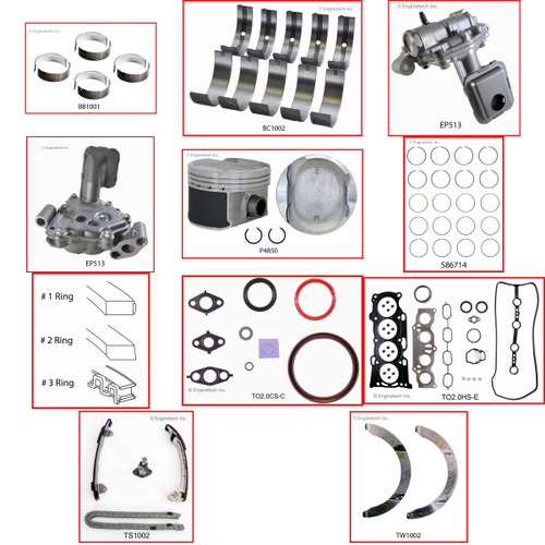 Enginetech RCTO2.0P Engine Rebuild Kit for 2001-2002 Toyota 2.0L 4-Cyl .020" Over Bore (3.405")