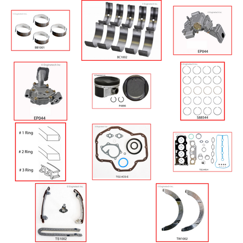 Enginetech RCTO2.4AP Engine Rebuild Kit for 2007-2013 Toyota 2.4L 4-Cyl Standard Bore (3.485")