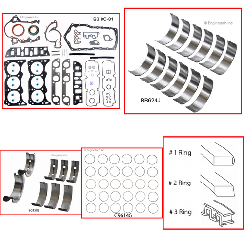 Enginetech RMB3800CP Engine ReMain Kit for 1993-1993 Buick 3800 3.8L V6 .030" Over Bore (3.830")