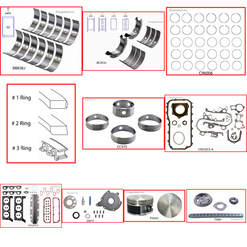 Enginetech RCJ232AP Engine Rebuild Kit for 2007-2010 Jeep 232 3.8L V6 .040" Over Bore (3.820")