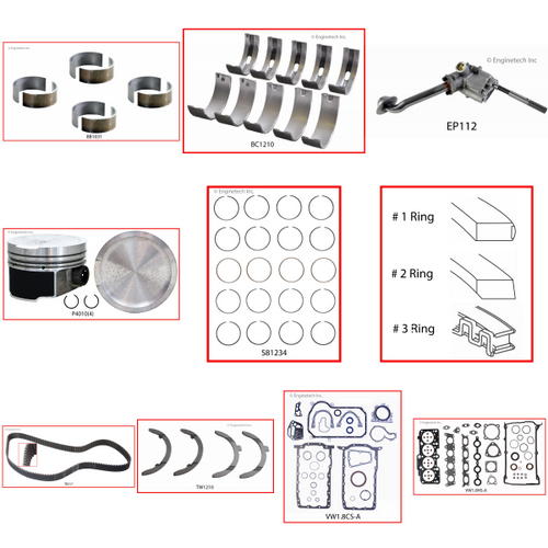 Enginetech RCVW1.8CP Engine Rebuild Kit for 2000-2000 Volkswagen 1.8L 4-Cyl Standard Bore (3.190")