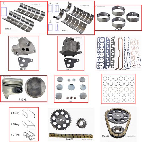 Enginetech RCJ242 Engine Rebuild Kit for 1987-1990 Jeep 242 4.0L V6 .020" Over Bore (3.895")
