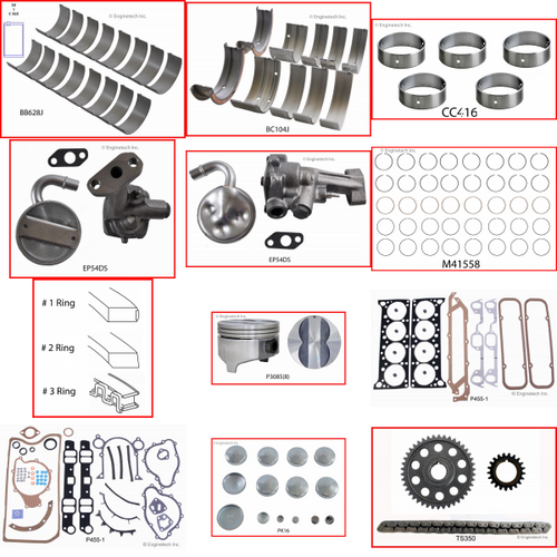 Enginetech RCP455 Engine Rebuild Kit for 1972-1976 Pontiac 455 7.5L V8 .060" Over Bore (4.210")