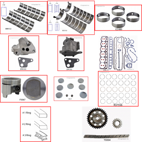 Enginetech RCJ258E Engine Rebuild Kit for 1983-1985 Jeep 258 4.2L V6 .060" Over Bore (3.810")