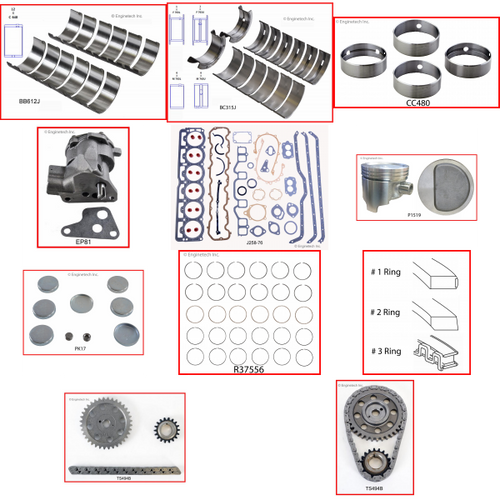 Enginetech RCJ232 Engine Rebuild Kit for 1964-1979 Jeep 232 3.8L V6 Standard Bore (3.750")